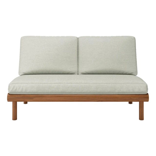 Rishon Teak Outdoor Love Seat - Canvas Granite For Sale