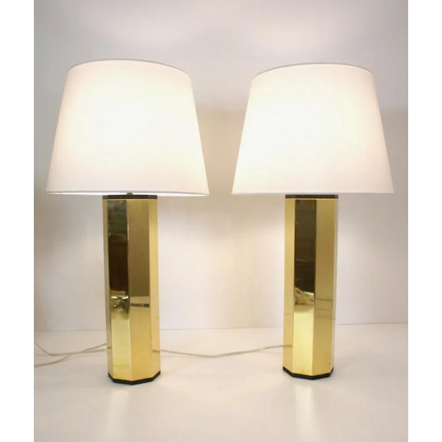 Swedish Hexagonal Brass Table Lamps by Hans Agne Jakobsson for Hans Agne Jakobsson Ab, 1960s, Set of 2 For Sale - Image 3 of 13