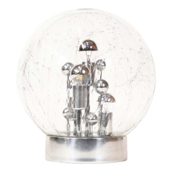 Mid-Century Modern Ice Glass Table Lamp from Doria Leuchten, 1970s For Sale