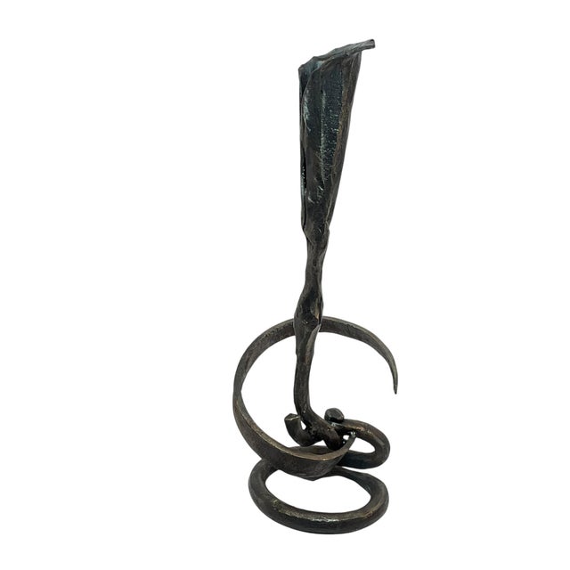 Metal Hand Wrought Iron Calla Lily Candle Holder in the Style of Jack Brubaker For Sale - Image 7 of 10
