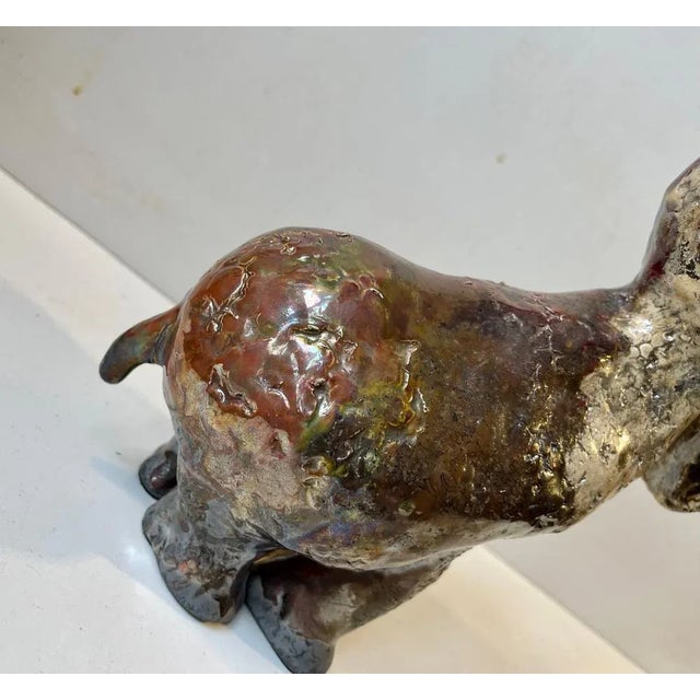 Danish Naive Fantasy Unicorn in Raku Burnt Stoneware, 2000s For Sale - Image 6 of 12