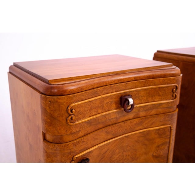 Brown Vintage Polish Art Deco Nightstands, 1930, Set of 2 For Sale - Image 8 of 15