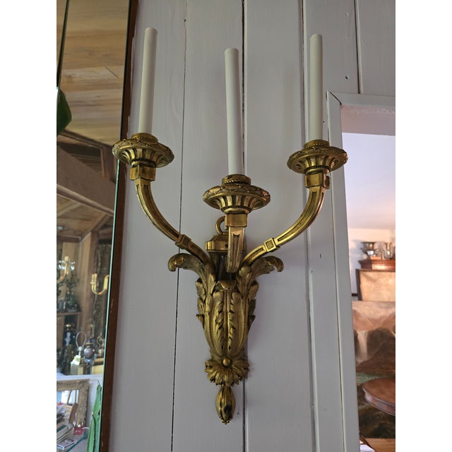 A very fine palace size French Louis XV style bronze gilded sconce ( guaranteed over 150 years old 24k ormolu mercury...