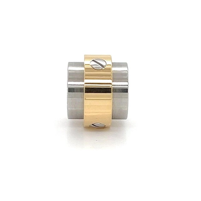 Mid 20th Century Cartier Santos 18k Gold & Stainless Steel Barrel Slide Charm Pendant For Sale In Miami - Image 6 of 6
