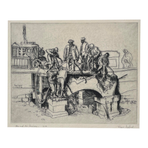 1948 Roger Lyford Men and Hammers Industrial Etching