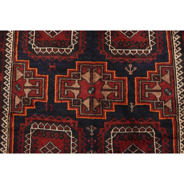 Blue Baloch Rug 3'6'' X 6'7'' Blue Wool Vintage Tribal Hand-Knotted Oriental Carpet For Sale - Image 8 of 12