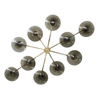 21st Century Dieci Polished Brass Smoky Bubbles Murano Flush Mount by Fabio LTD For Sale