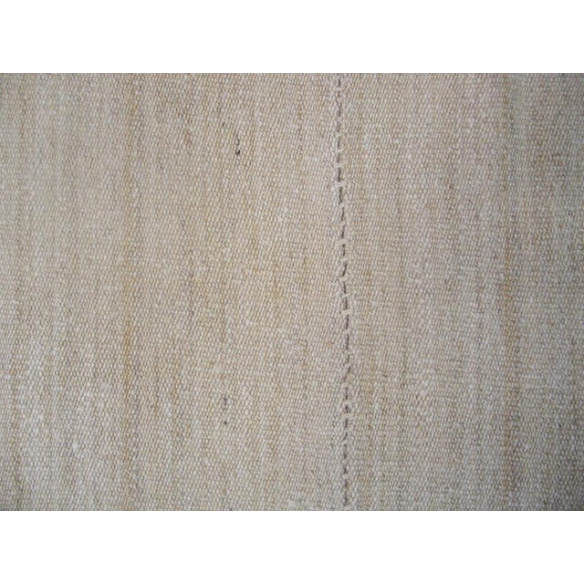 1940s White Cream Solid Plaid Kilim Antique Nw Persian Flat Weave 9'0" X 10'0" Wool Carpet For Sale - Image 4 of 5