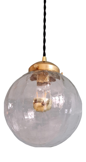 Vintage Pendant Light in Clear Crackled Glass, 1970s