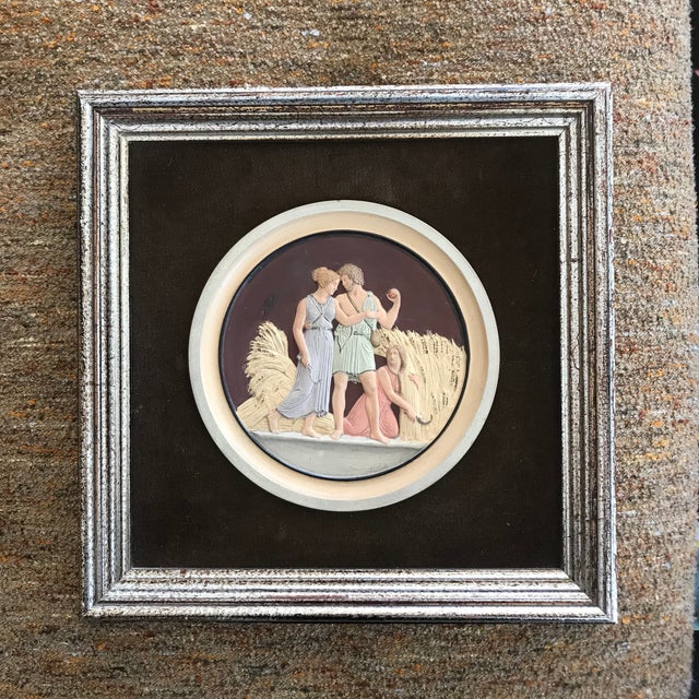 Hand Painted Plaster Intaglio Framed in Velvet For Sale - Image 12 of 12