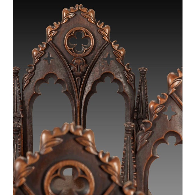 Antique Gothic Oak Side Chairs, 1830, Set of 6 For Sale - Image 4 of 5