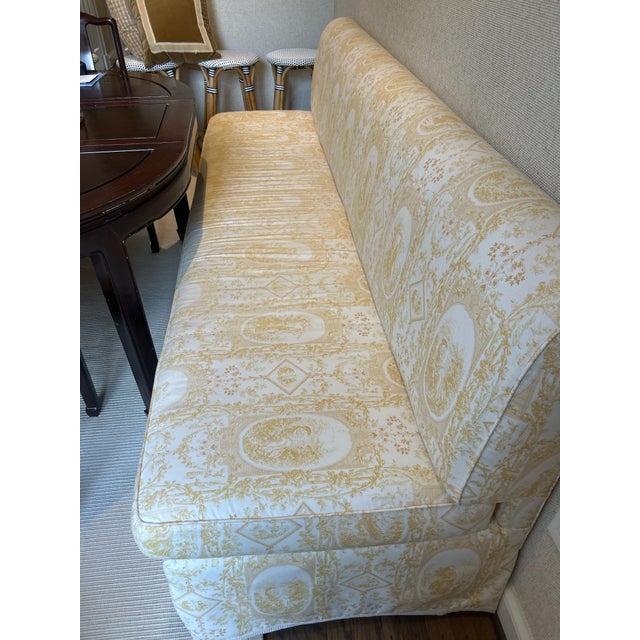 Custom Made Titley & Marr Toile Settee You did not know you need a 7.5’ yellow banquette but you do! How fabulous is this...