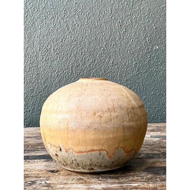 Vintage Earth Tone Ceramic Vessel For Sale - Image 10 of 12