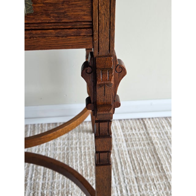 Wood Late Victorian American Art Nouveau Oak Table, Late 19th to Early 20th Century For Sale - Image 7 of 9