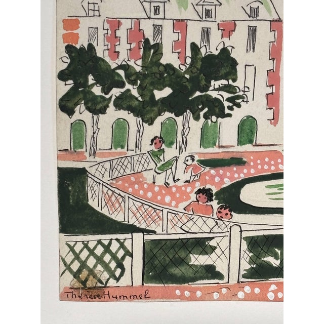 Thérèse Hummel, Place Des Vosges, 20th Century, Watercolor For Sale - Image 6 of 11