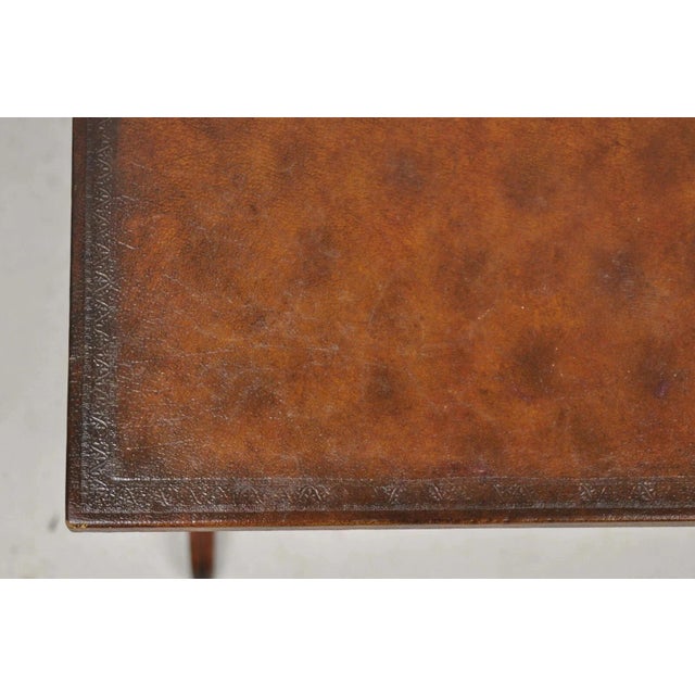 Highland House Regency Style Mahogany Brown Tooled Leather Accent Side Table by Highland House For Sale - Image 4 of 12