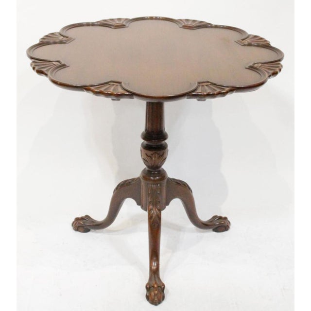 Store Item: Kittinger Shell Carved Chippendale Mahogany Tilt Top Table Ball & Claw Description: Kittinger Solid Mahogany...