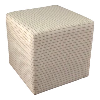 Kravet Fabric Square Upholstered Ottoman For Sale