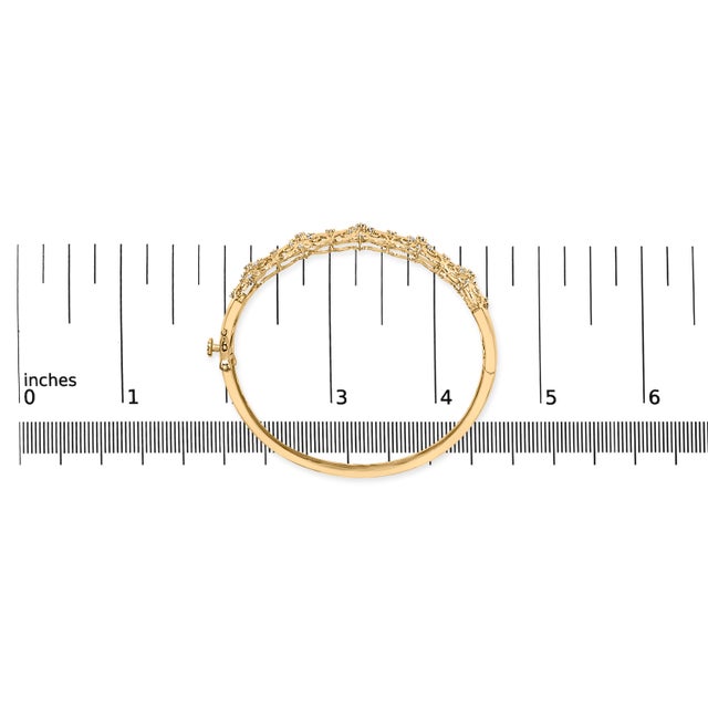 14K Gold 1.00 Cttw Diamond Vintage Inspired Floral Bangle Bracelet (H-I Color, SI1-SI2 Clarity) - 7.75" Inches For Sale - Image 4 of 6