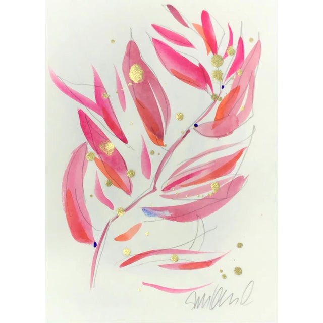 Pink Leaves, Original Watercolor, 9x12” For Sale