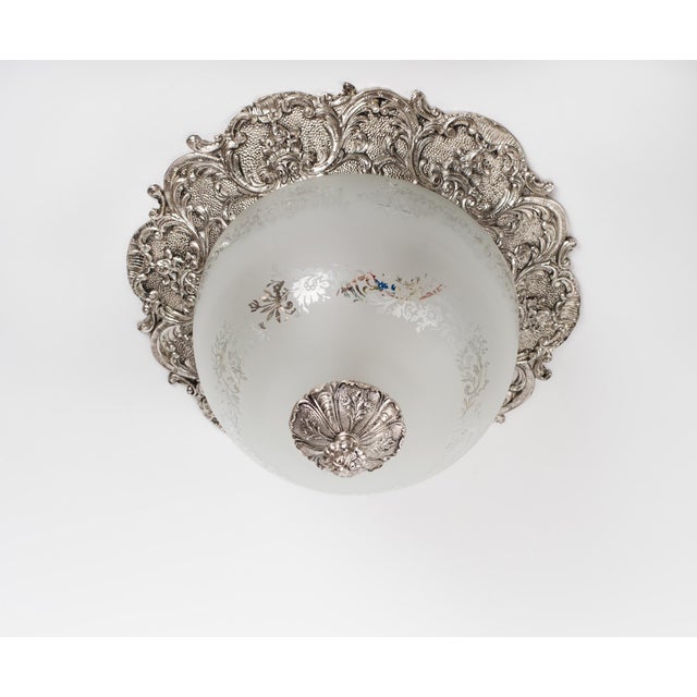 An exceptional and highly decorative mid-century vintage flush mount (plafond) ceiling light, crafted in Spain circa 1950....