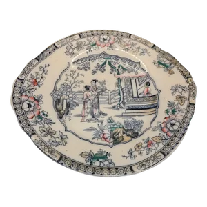 Antique C 1862 H & C Staffordshire Chinese Pattern Polychrome Plate H