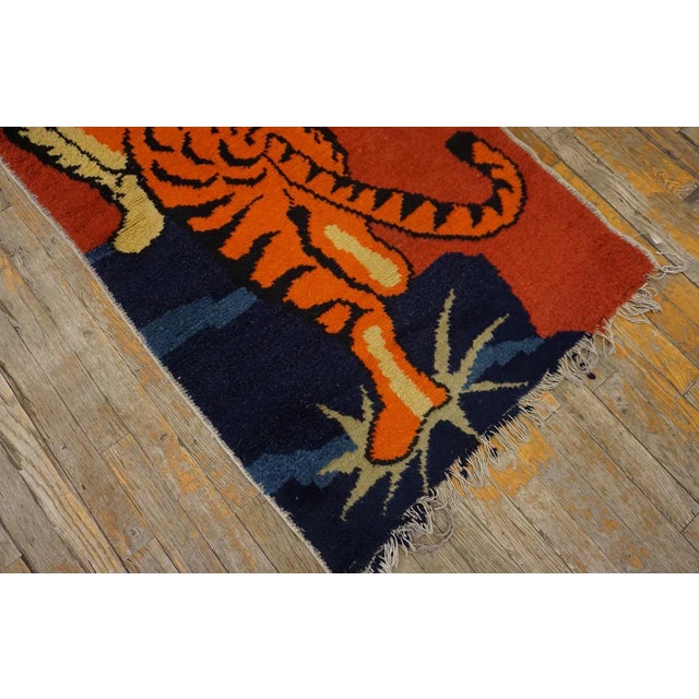 1960s 1960s Yellow Vintage Chinese Mid Century Modern Tibetan Tiger Design Area Rug For Sale - Image 5 of 15