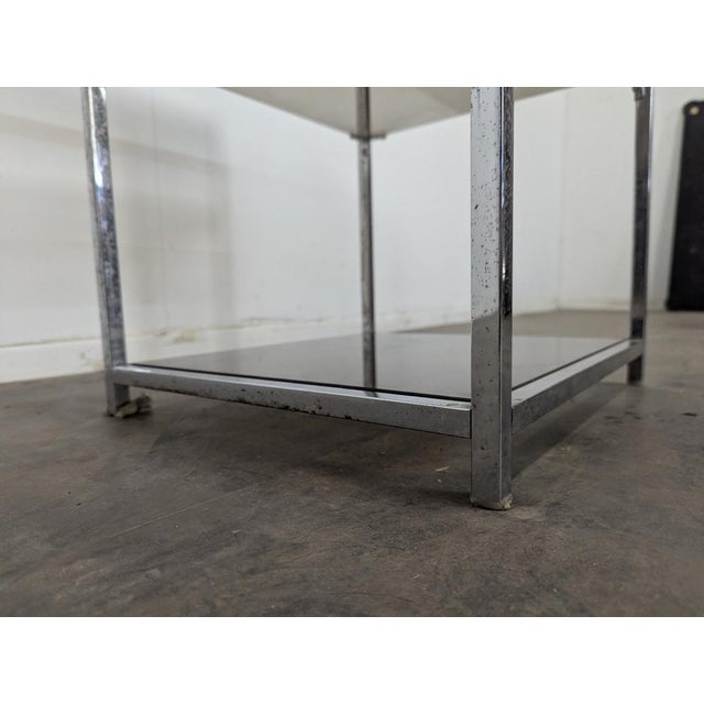 Spage Age Chrome and Smoked Glass Side Table For Sale - Image 5 of 6