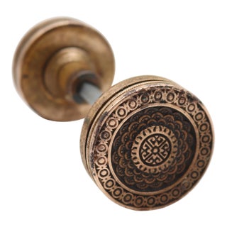 Pair of Antique Vernacular Bronze Passage Door Knobs For Sale