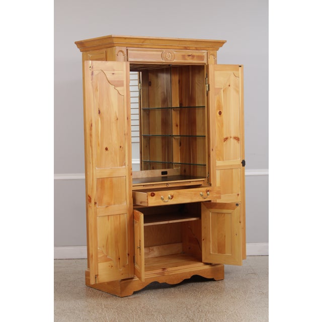 Chippendale Distressed Washed Pine Bar Cabinet For Sale - Image 4 of 18