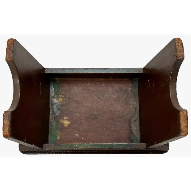 Antique Hand Made American Victorian Folk Art Wood Fireside Footstool With Hand Oil Painted Flowers & Features For Sale - Image 10 of 13