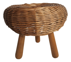 Wicker Stool or Side Table attributed to Tony Paul, 1950s