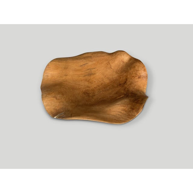 Andrianna Shamaris Impressive Sculptural Teak Wood Bowl Or Platter For Sale - Image 4 of 5