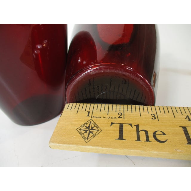 Pair Vintage Red Glass Vases For Sale - Image 13 of 18