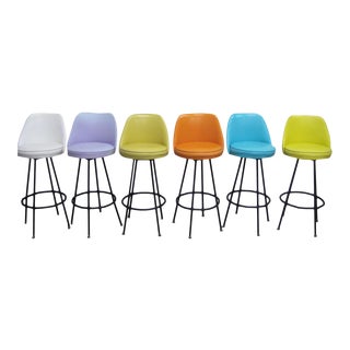 Vintage Mid Century Atomic Bar Stools - Set of 6 For Sale