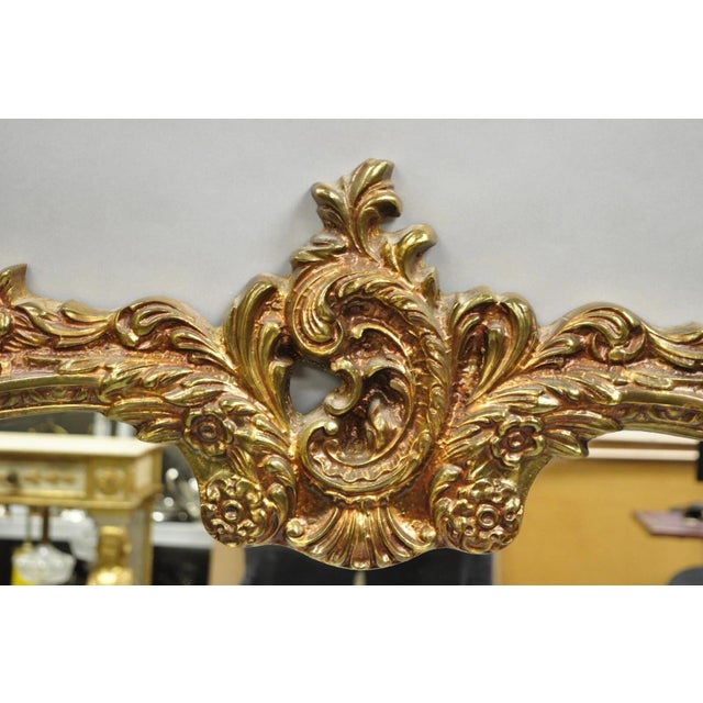 Mid 20th Century Vintage French Rococo Large Gold Wall Mirror With Bisque Figural Lovers Plaques For Sale - Image 5 of 12
