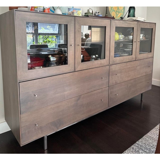 Modern Room and Board Hudson Buffett Storage Cabinet With Steel Base For Sale - Image 3 of 3