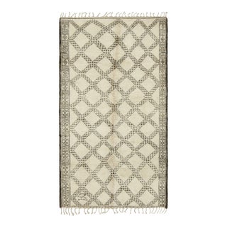 Vintage Moroccan Rug, Cream & Black With Diamond Patterns - Rug & Kilim For Sale