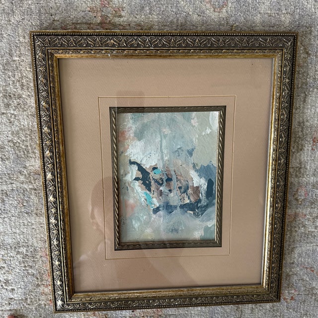 2020s Original Abstract Painting Matted and Framed in Vintage Frame For Sale - Image 5 of 6