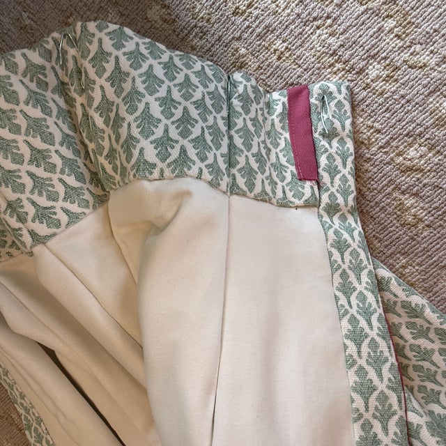 Pair Charming Block Print Panels With Trim; 2 Pair Available For Sale - Image 4 of 9