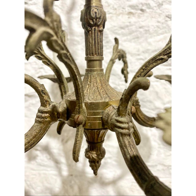 19th Century Vintage Spanish Neoclassical Style Acanthus Leaf 4 Light Mini Chandelier For Sale - Image 5 of 6