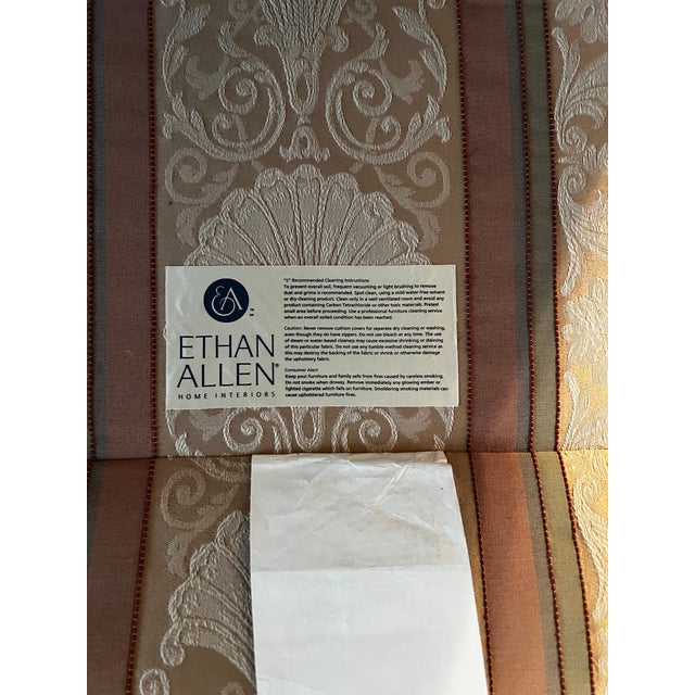 1990s Ethan Allen Rose & Cream Striped Damask-Style Skirted Slipper Chair For Sale - Image 15 of 15