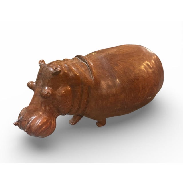 Monumental Hand-Carved Hardwood Hippopotamus Sculpture For Sale - Image 4 of 7