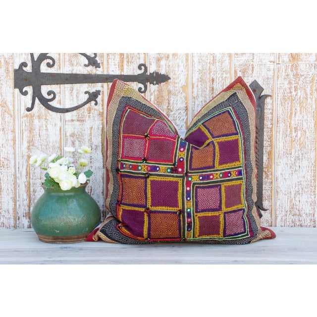 Rajasthali Sindh Sami Square Pillow For Sale In Los Angeles - Image 6 of 7
