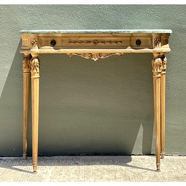 Vintage Marble Top Carved Console Wall Table For Sale - Image 14 of 15