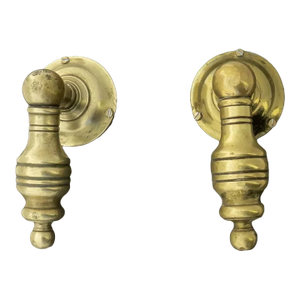 Pair Vintage Brass Door Knobs Turned Lever