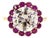 5.28 Carat Old European Cut Diamond Ruby Gold Ring, Size 6.5 For Sale