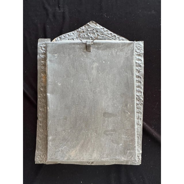 Mexican Mexican Devotional Nicho With Black Curled & Pressed Tin Frame For Sale - Image 3 of 5
