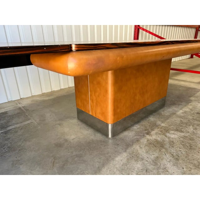 1970s Rosewood & Leather Extendable Dining Table by Vladimir Kagan, 1970s, Signed For Sale - Image 5 of 18