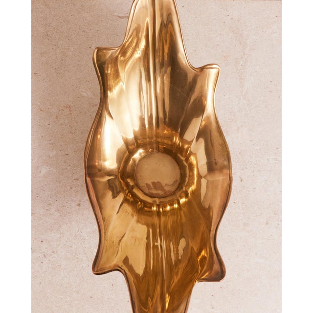 1970s Large Brass Low Bowl or Vase For Sale - Image 9 of 18